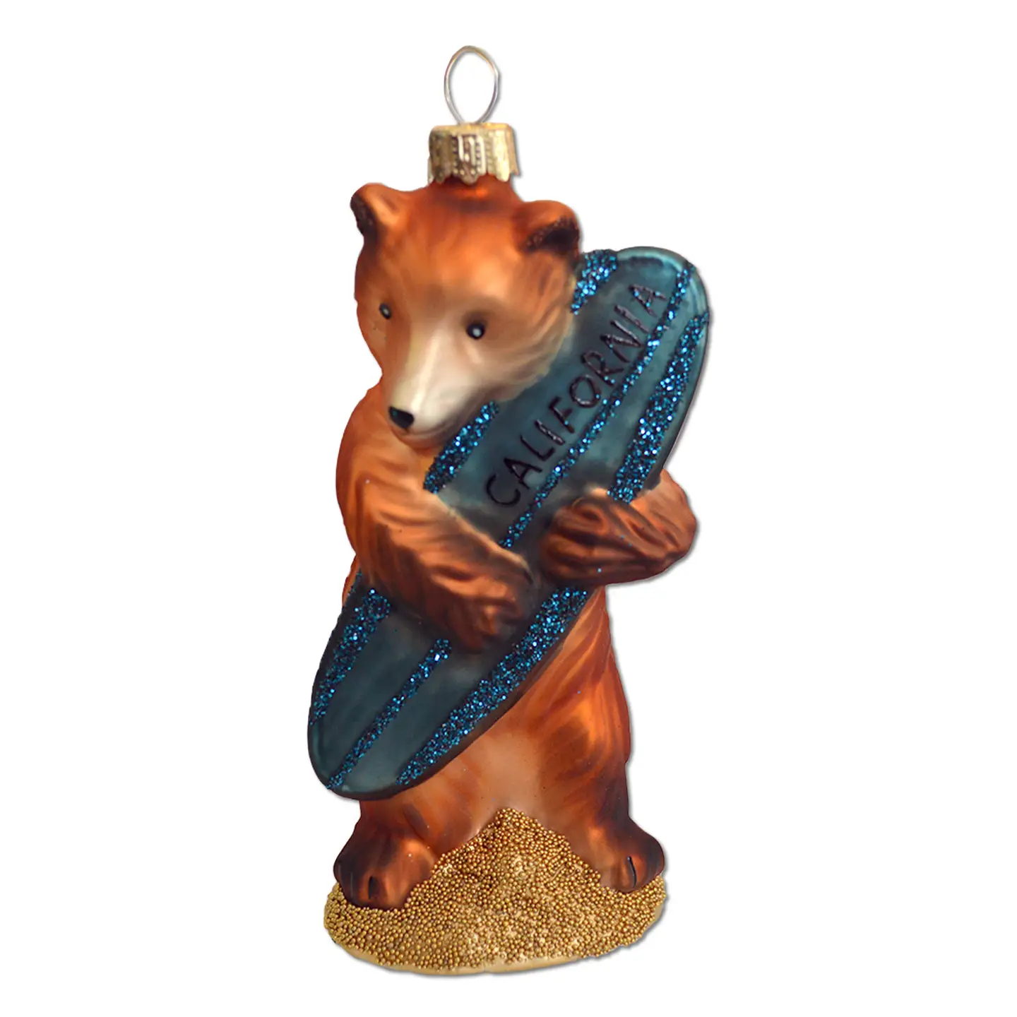 Surf Bear Glass Ornament