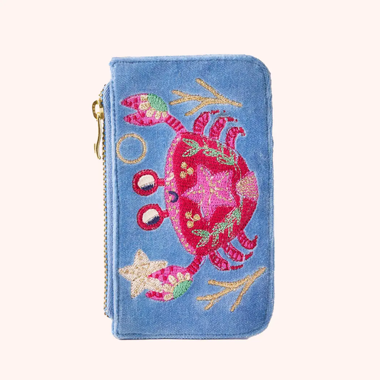 Seafaring Crab Velvet Card Holder