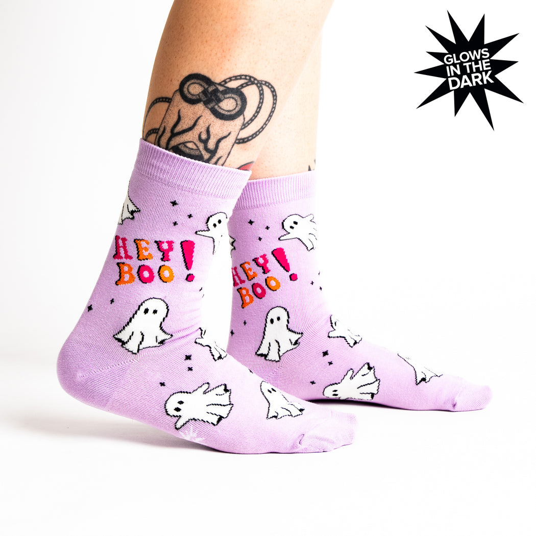 Hey Boo! Crew Socks (Glow in Dark)