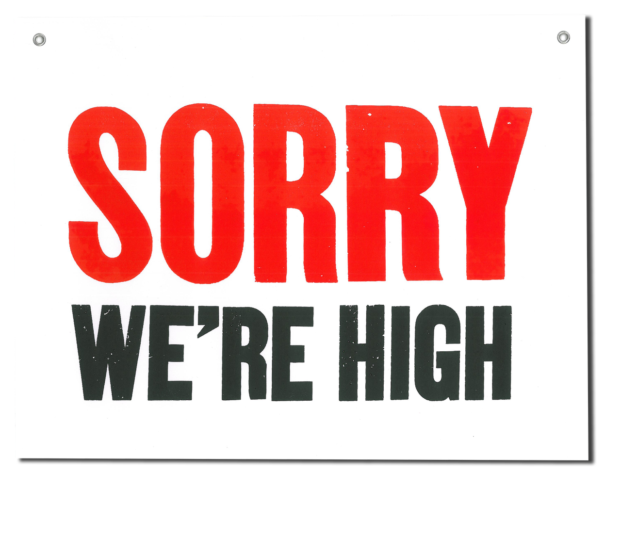 Sorry! We're High! Shop Sign