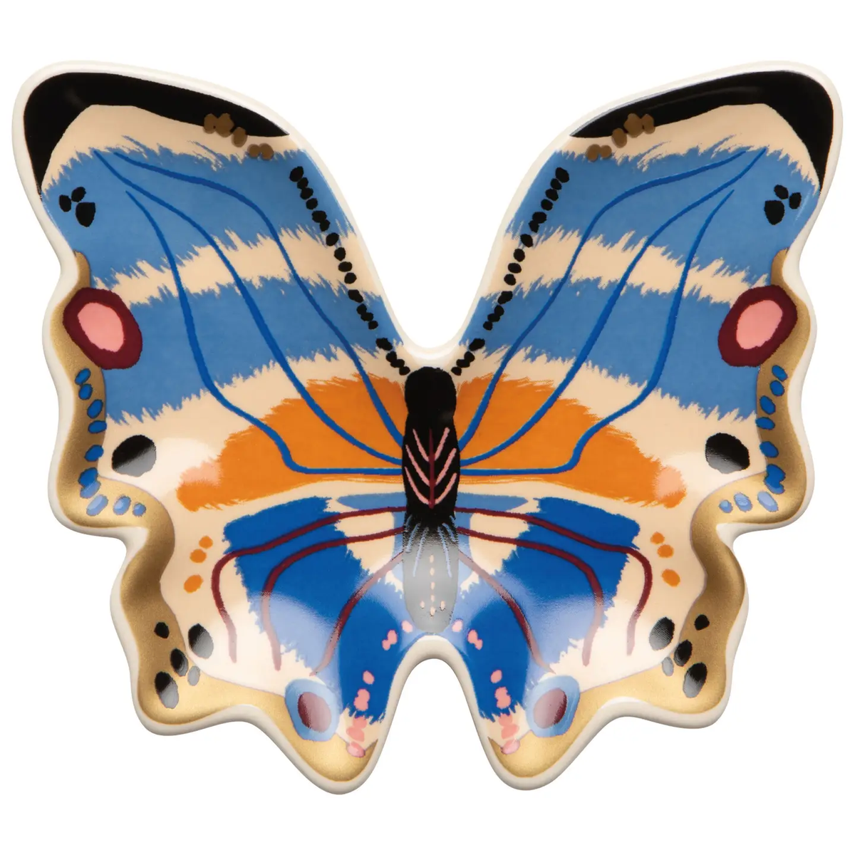 Colorful butterfly-shaped object on a white background