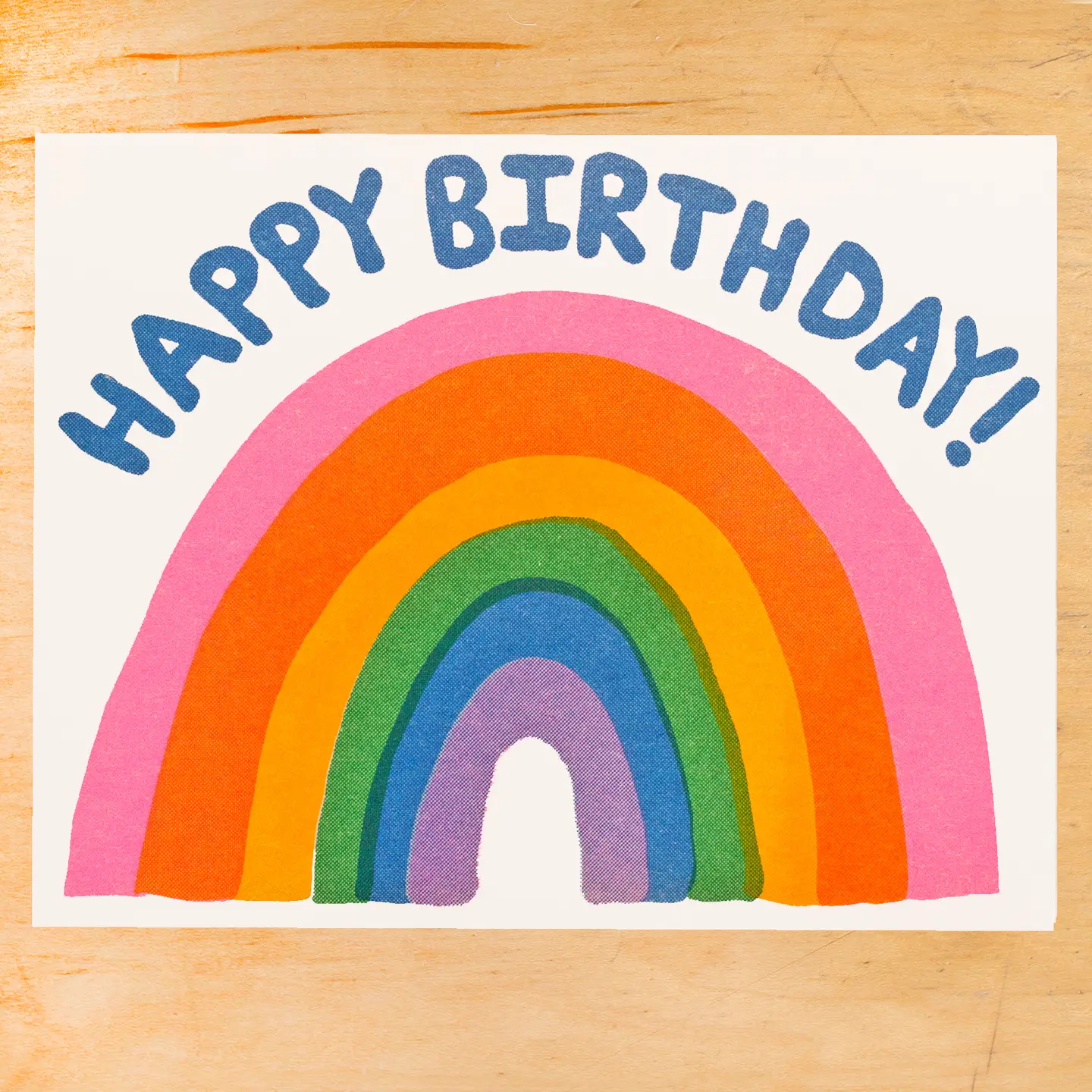 Happy Birthday Rainbow Risograph Card