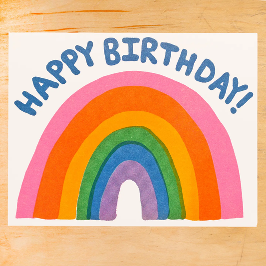 Happy Birthday Rainbow Risograph Card