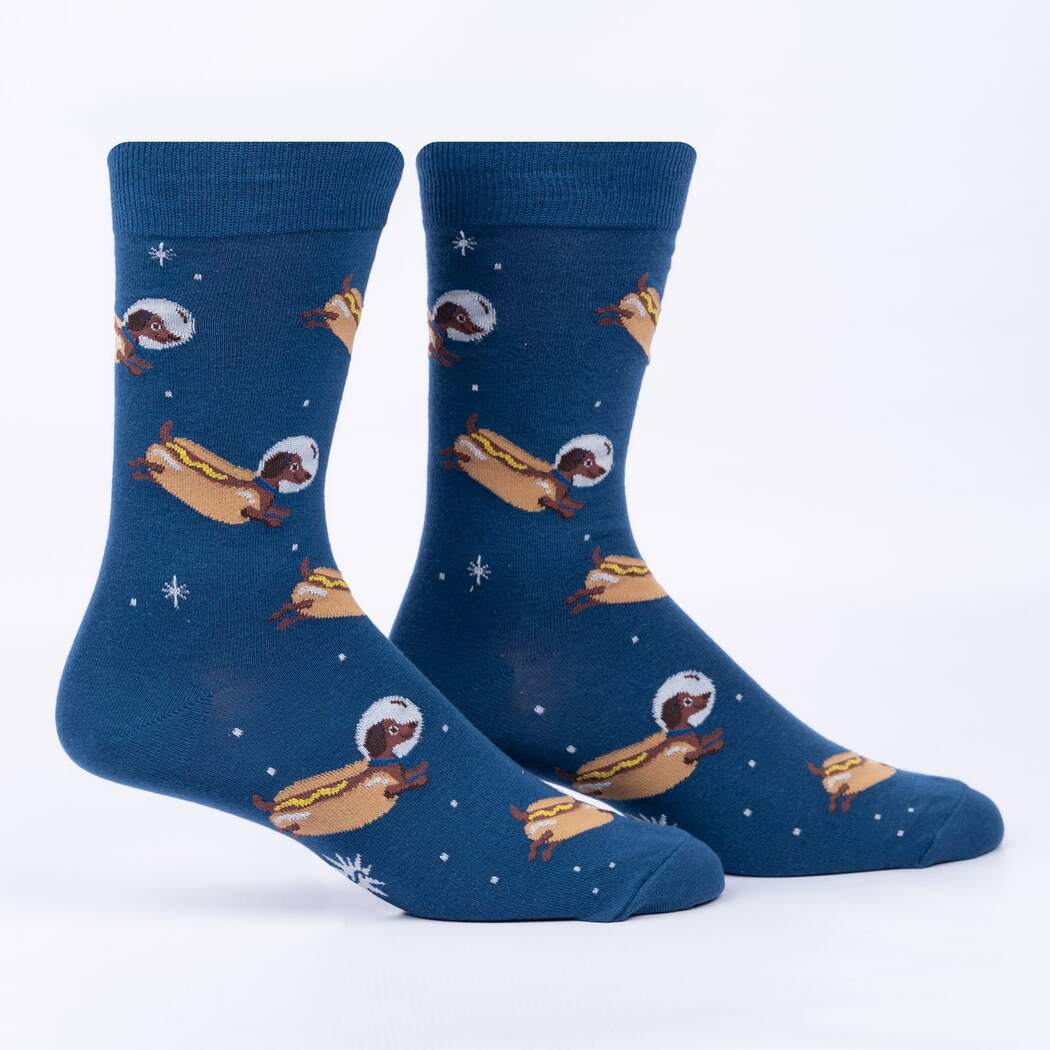 Weiner Dogs In Space Crew Socks, M/L