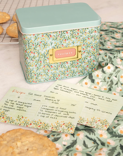 Strawberry Meadow Tin Recipe Box