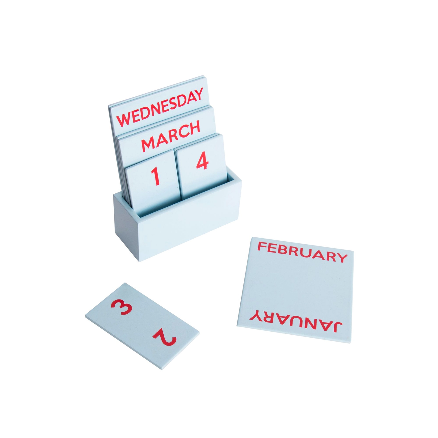 Light Blue Wooden Desk Calendar