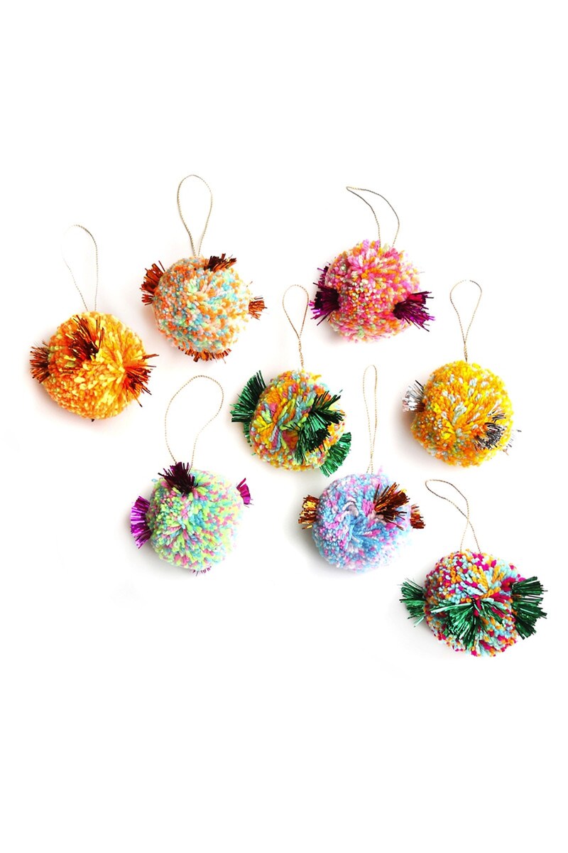 Tinsel & Pom Pom Bauble