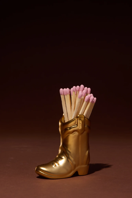 Gold Cowboy Boot Match Holder