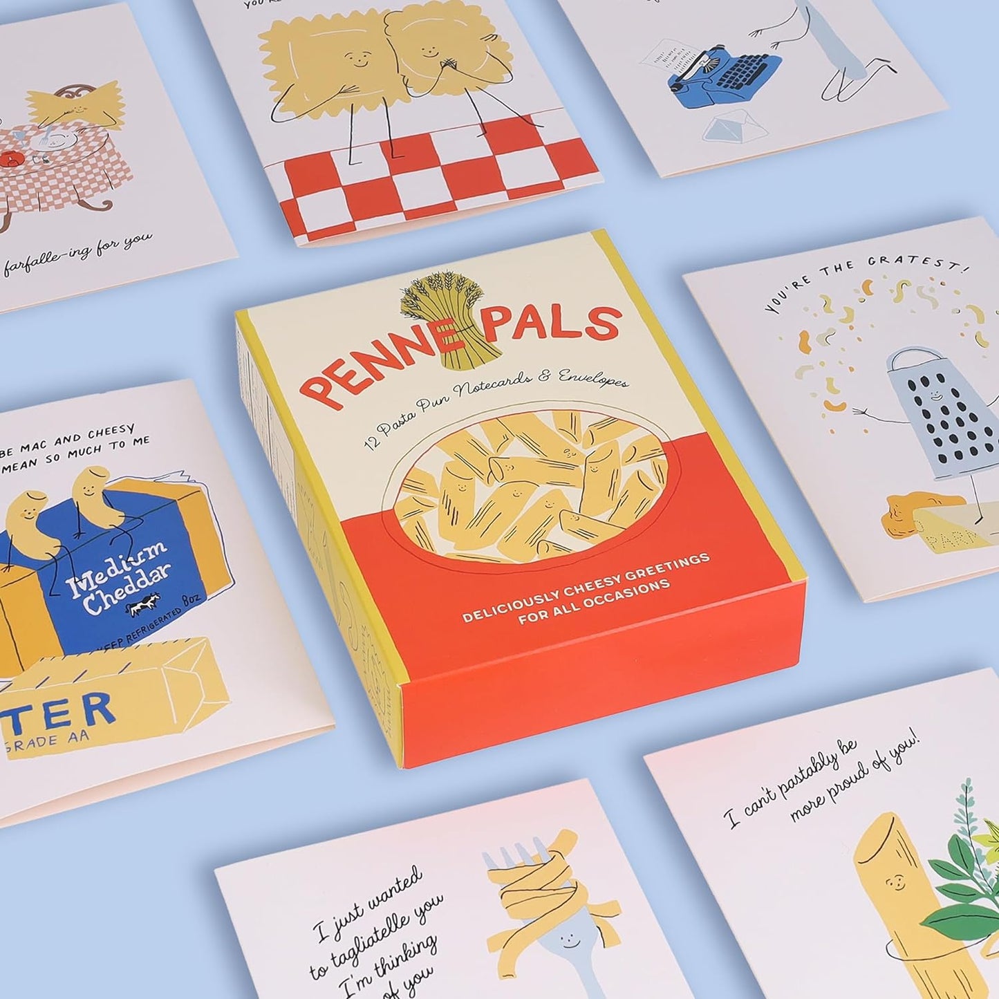 Penne Pals: 12 Pasta Pun Notecards & Envelopes