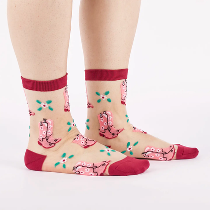 These Boots Were Made For Walking Sheer Crew Socks