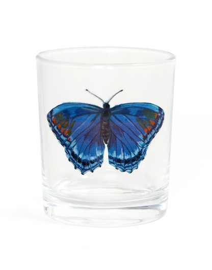 Red Spotted Purple Butterfly Short Juice Glass