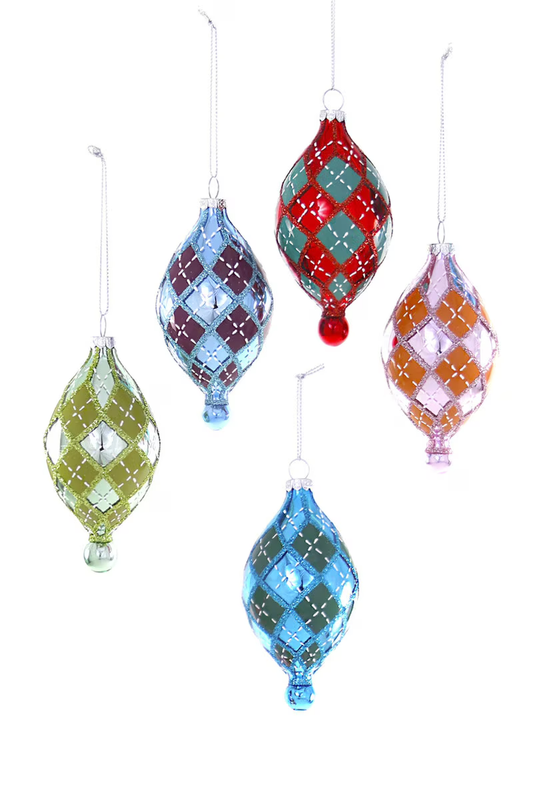 Plaid Bauble Ornament, Assorted