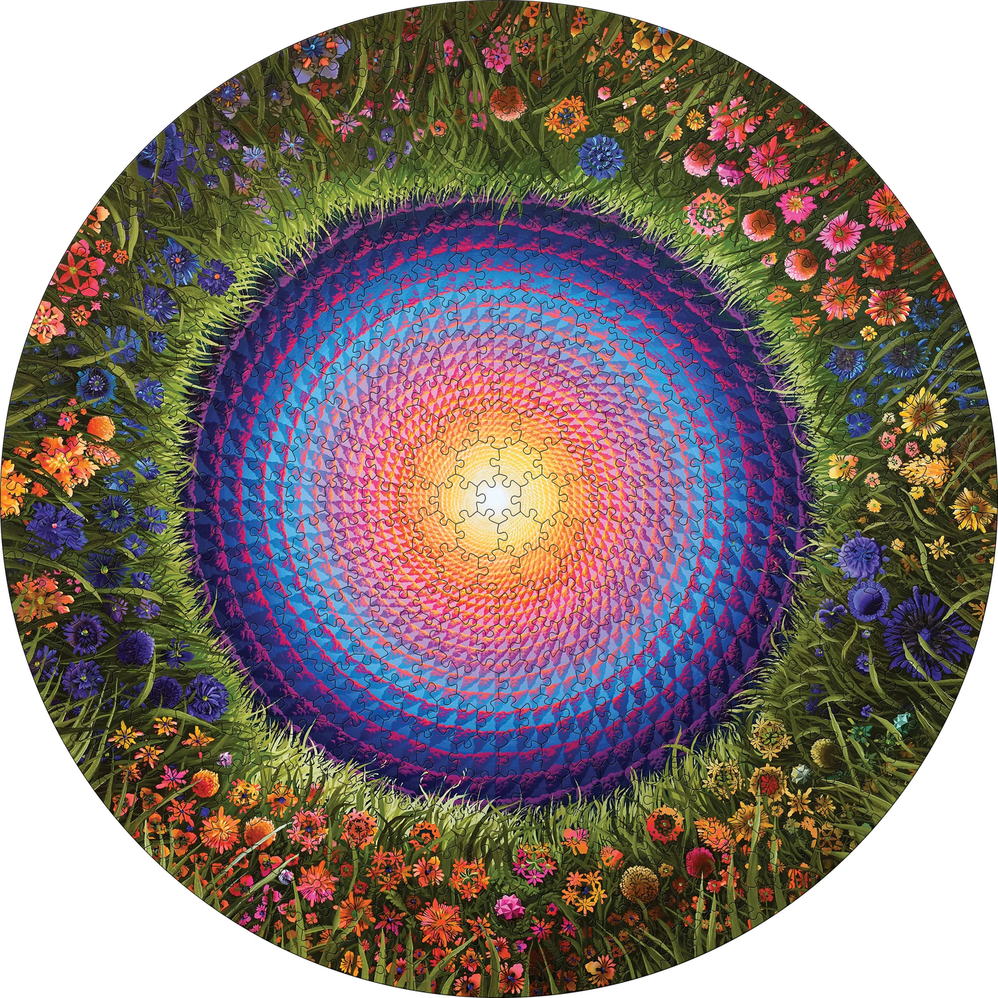 Flower Mandala 500-Piece Circular Jigsaw Puzzle