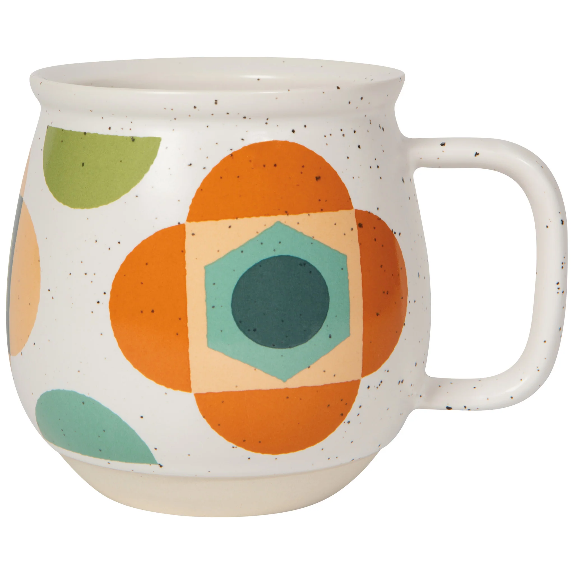 Ceramic mug with geometric pattern on a white background