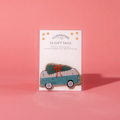Holiday Bus Sticker Tags