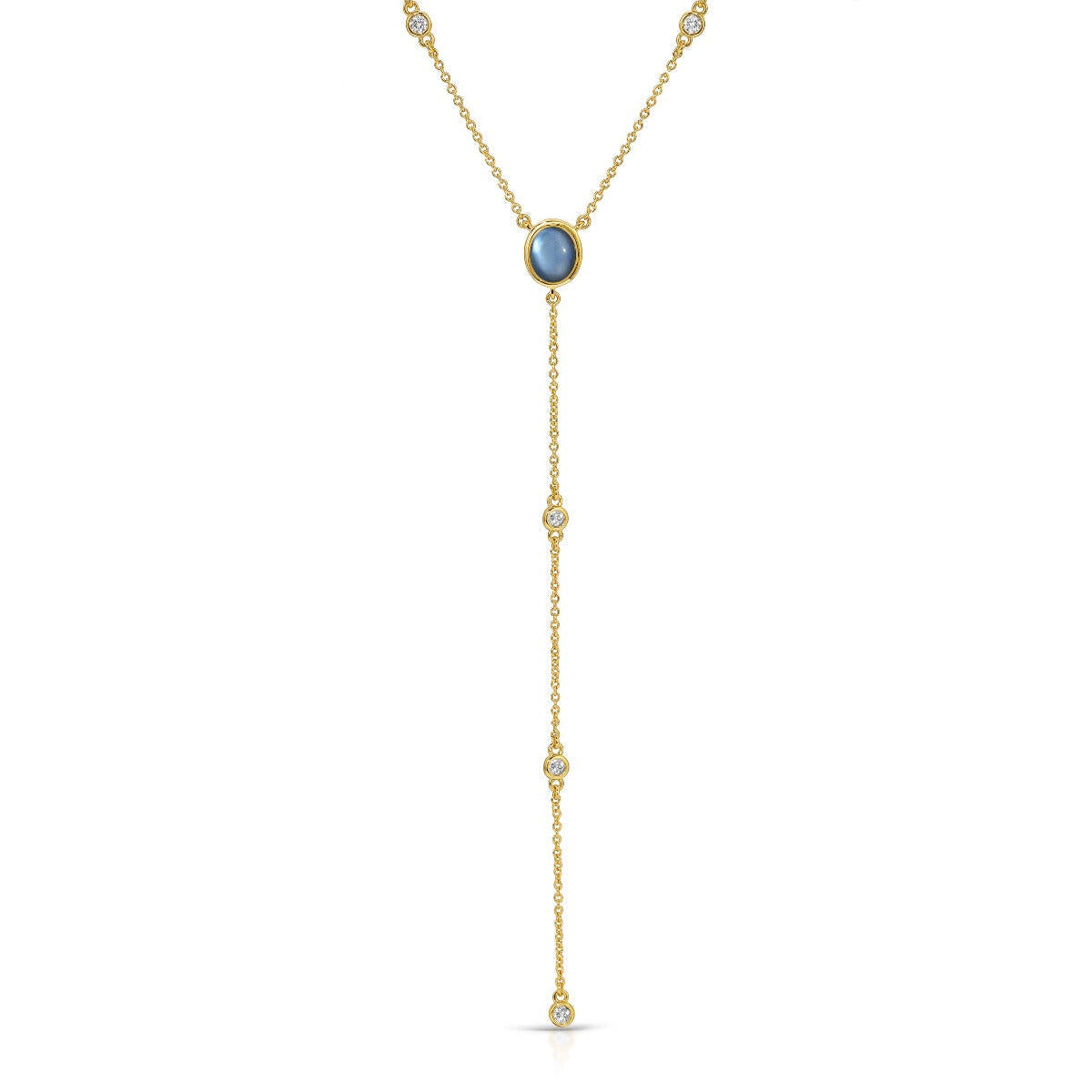 Supernova Y Necklace, Blue Mother of Pearl