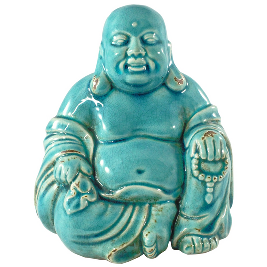 Blue Antiqued Happy Buddha